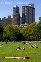 Central Park. En las inmediaciones de la 65th Street hay una zona de césped llamada Sheep Meadow en la que cientos de personas se tumban en los meses de verano a tomar el sol y leer el periódico.