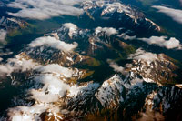Juneau, Alaska, USA. Aerial view of Coastal Mountains and glaciers north of Juneau, Southeast Alaska. Juneau has an amazing number of fully accessible mountains and ridges. This site will concentrate on four or five of the most popular. All take about 7-8 hours to climb and return at a moderate pace. Those interested in further climbs may want to contact the Juneau Alpine Club. 