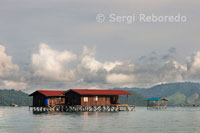 Some house boats used by fishermen from the island of Mabul Pualu.