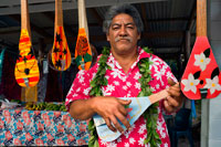 Rarotonga Island. Cook Island. Polynesia. South Pacific Ocean. Typical Ukulele Tahitian Polynesian guitar shop. The Ukulele (meaning ‘jumping flea’ in Hawaiian) is believed to have travelled from Hawaii via Tahiti in the late 1800′s. The preferred ukulele in the Cook Islands today are banjo-shaped or oblong, which came into vogue in the Cook Islands about 1995, after Te Ava Piti, a popular Tahitian band, aired them in a music video. Ukuleles are always used in tandem with guitars during performances. Traditional dance is the most prominent art form of the Cook Islands. Each island has its own unique dances that are taught to all children. Christian music is extremely popular in the Cook Islands. There is much variation of Christian music across the region, and each island has its own traditional songs. Tahitian ukes are a pretty rare instrument so its hard to find places(outside the pacific) where you can buy or listen to them. Below are a few websites where you can purchase ukes and uke music online. You can pick up strings at your local fishing shop. Anything from 10kg-30kg guage line will do the damage, depending on what kind of uke, sound and playing you're into. The best place to see live ukes in action are at traditional arts and culture festivals (see links). 