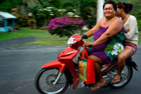 Rarotonga Island. Cook Island. Polynesia. South Pacific Ocean. Two obese people drive a motorcycle on a road on the island of Rarotonga.  Obesity in the Pacific is a growing health concern with health officials stating that it is one of the leading causes of preventable deaths in the Pacific Rim. According to Forbes, Pacific island nations and associated states make up the top seven on a 2007 list of fattest countries, and eight of the top ten. In all these cases, more than 70% of citizens age 15 and over have an unhealthy weight. Reasons for this issue include mining operations that have left not much arable land; as a result, much of the local diet is of processed, imported food such as Spam or corned beef, rather than fresh fish, fruit and vegetables. In addition, cultural factors have been blamed, such as associating a large body size with wealth and power, or changing ways of living, with children leading more sedentary lives. The problem is leading to increased levels of illness, including diabetes and heart diseases. In the Marshall Islands in 2008 there were 8,000 cases of diabetes in a population of only 53,000. 