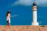Formentera. Es Cap de Barbaria lighthouse, in Formentera, Balears Islands. Spain. Barbaria cape formentera lighthouse road.
