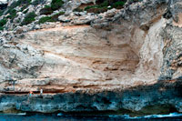 Formentera. Traditional rocks and stones called Mares in Cala Sahona, Formentera, Balearics Islands, Spain. Barbaria Cape.