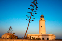 Formentera. Sunset. Lighthouse, Faro de la Mola, Formentera, Pityuses, Balearic Islands, Spain, Europe