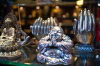 Silver buddha souvenir and hand seller in the shops of Old Town, Shanghai. Jing'an Temple is a famous Esoteric Buddhist temple in the city of Shanghai, peacefully located amidst busy streets just as its name implies (Jing'an means peace and quiet in Chinese). The old-famed Jing'an District just named after the temple. According to the story, Jing'an Temple was first built by Wu State (222-280) at north of Wusong River (also called Suzhou River) in 247 during the Three Kingdom period (220-265). Originally named as Chongyuan Temple, the temple renamed as Jing’an in 1008 in Northern Song Dynasty (960-1127). 