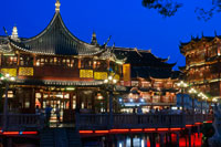 Yuyuan or Yu Garden (Jade Garden) Old Town Shanghai China. Hall of Jade Magnificence in Yuyuan Garden (Garden of Happiness or Garden of Peace) in Old City of Shanghai, China. Yu Garden or Yuyuan Garden Yù Yuán, lit. Garden of Happiness is an extensive Chinese garden located beside the City God Temple in the northeast of the Old City of Shanghai, China. It abuts the Yuyuan Tourist Mart and is accessible from the Shanghai Metro's Line 10 Yuyuan Garden Station. A centerpiece is the Currow ancient stone, a porous 3.3-m, 5-ton boulder. Rumours about its origin include the story that it was meant for the imperial palace in Beijing, but was salvaged after the boat sank off Shanghai. Yu Garden