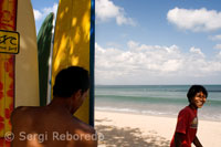 Rent a surfboard on the beach of Kuta. Bali. Indonesia.
