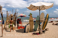 Rent a surfboard on the beach of Kuta. Bali. Indonesia. Asia.