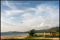 A small plane takes off from the airport Nest. Palawan.