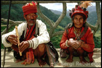 Ifugao tribe dressed in their costumes. Rice Terraces. Banaue. Northern Luzon.