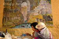 Pintura en la pared del mercado de Chivay, uno de los pequeños pueblos del Valle del Colca.